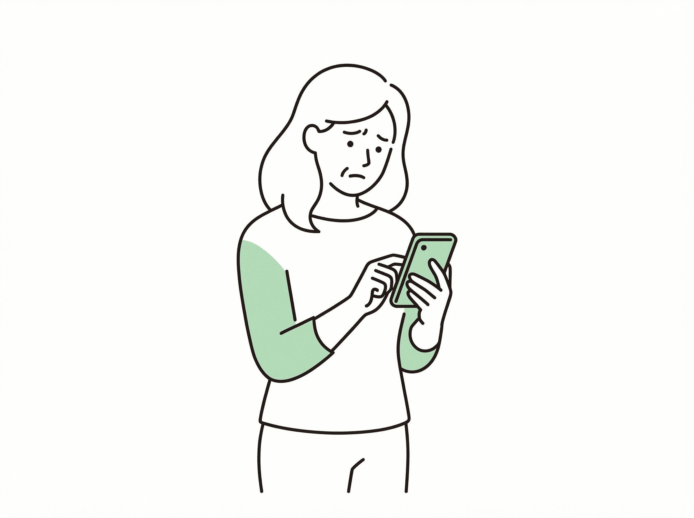 不安そうな女性のイラスト